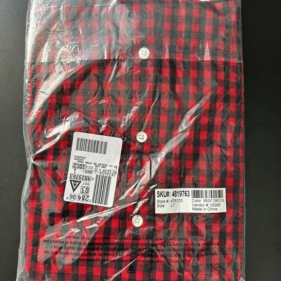 Lands End Traditional Fit Red Checkered Button Down Shirt - Large - Picture 2 of 2